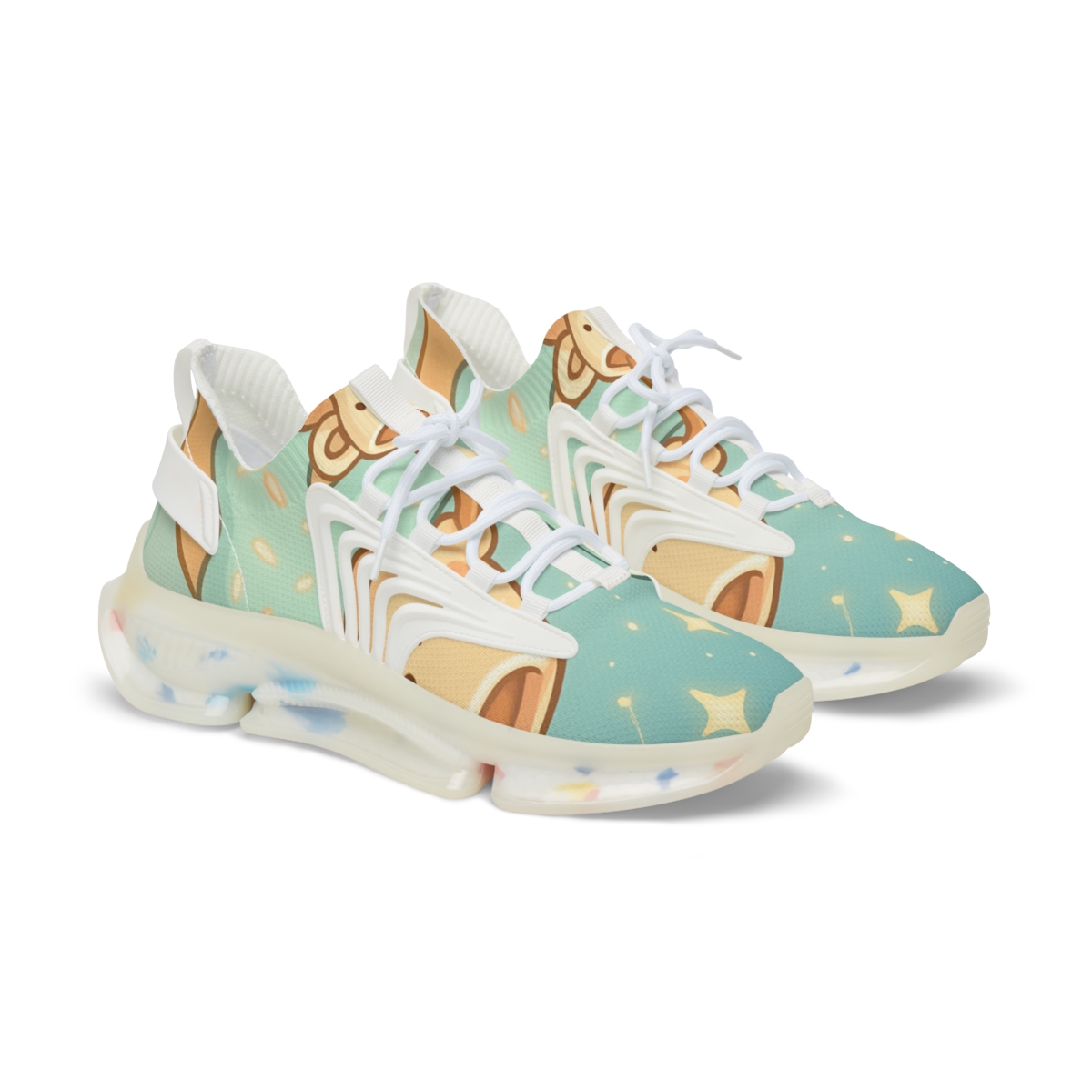 Bubble Planet Tea Party unique printed sneakers