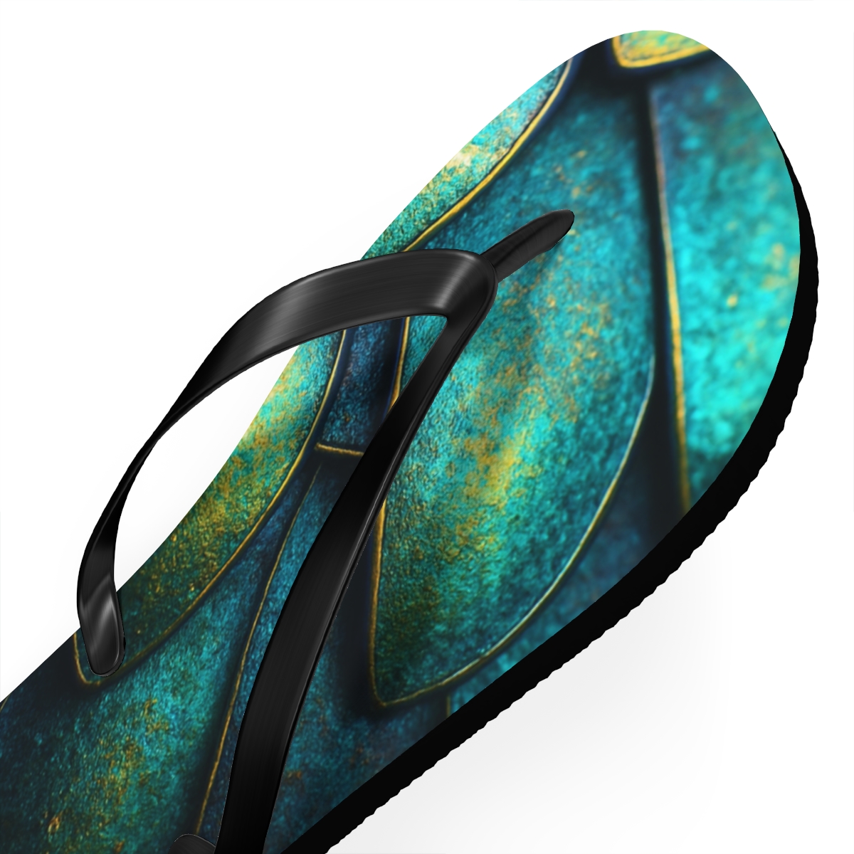 Iridescent Beetle Mosaic soft sole flip flops