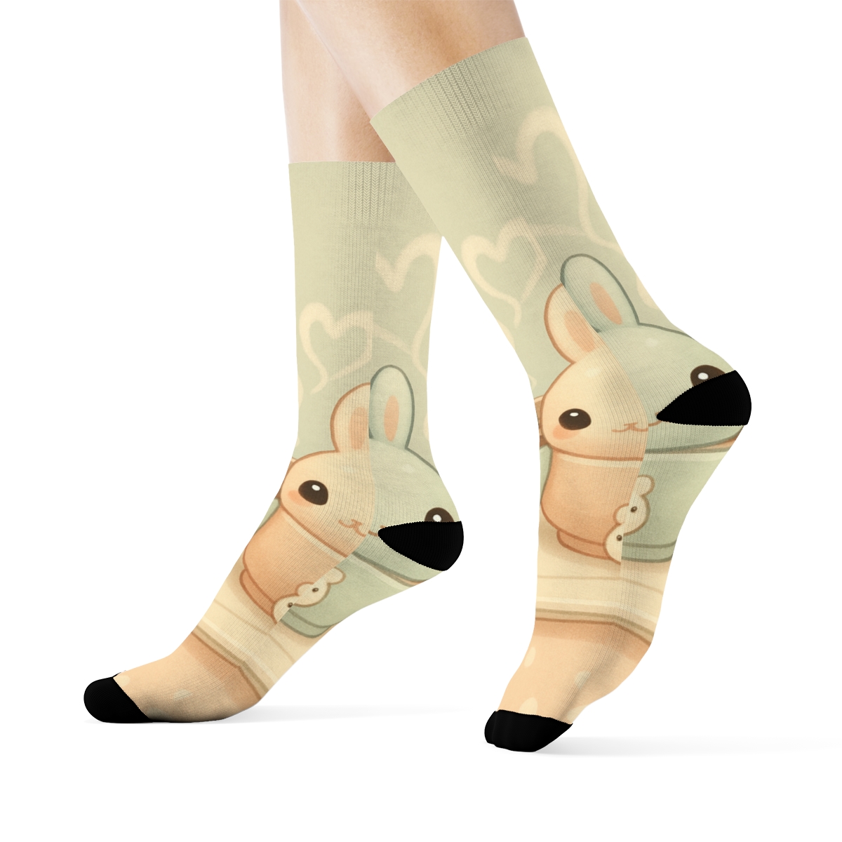 Pastel Bunny Tea Crew Socks
