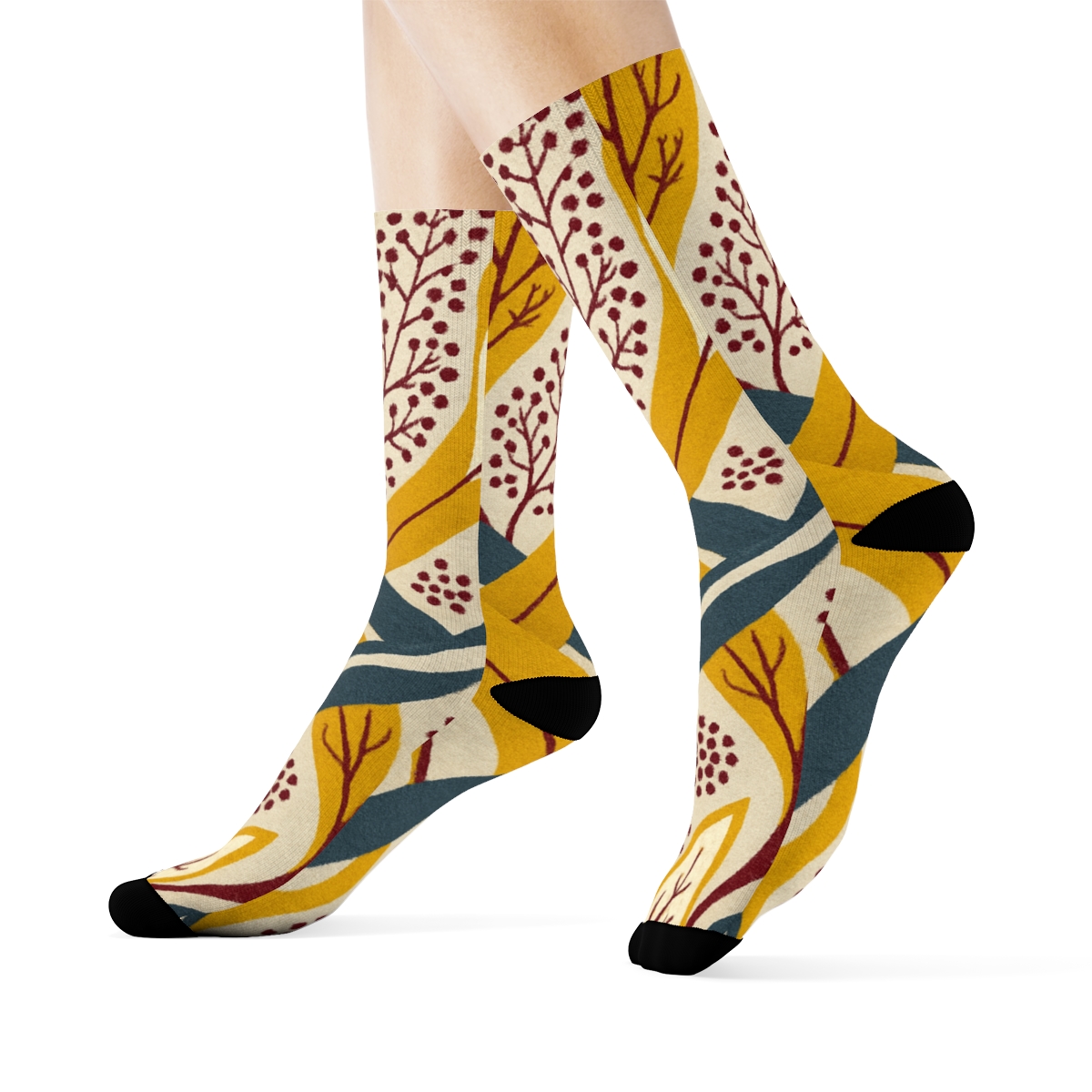 Marigold Fractal Vein Weave trendy colorful socks