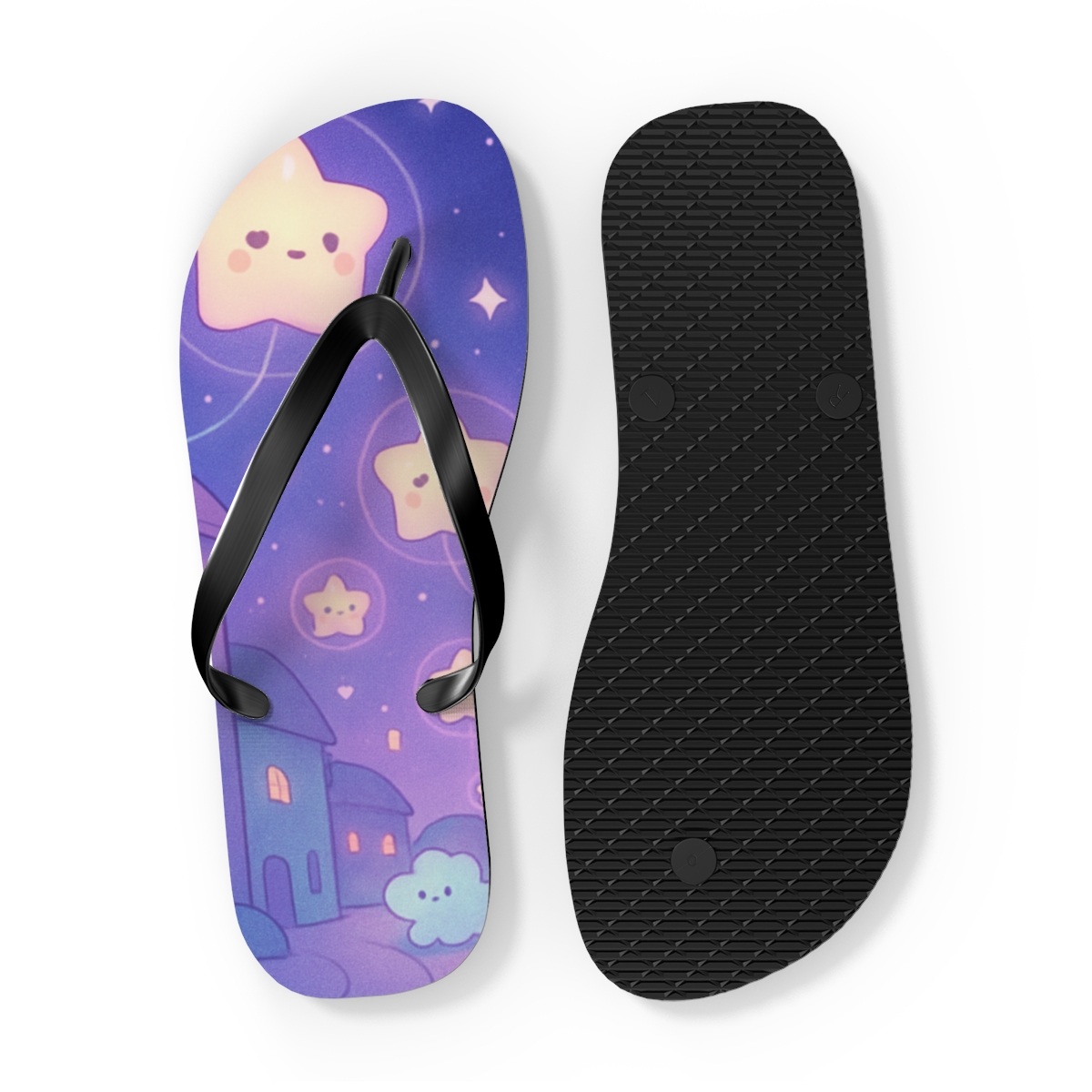 Cosmic Mochi Lantern Parade trendy printed flip flops