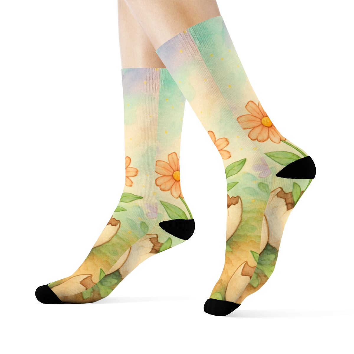 Spring Equinox Eggshell Nebula Garden designer logo socks