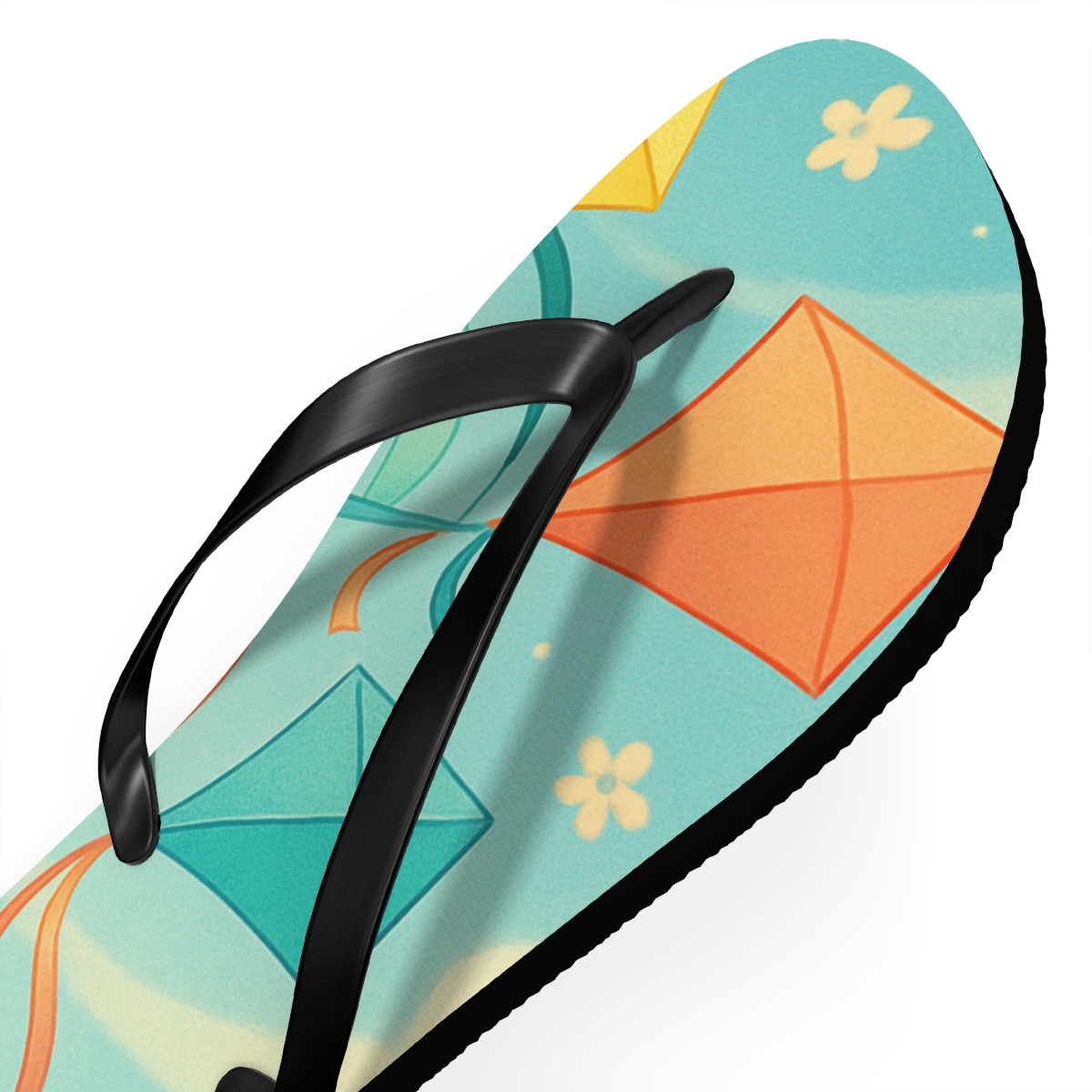 Spring Equinox Ribbon Kite Parade personalized beach flip flops