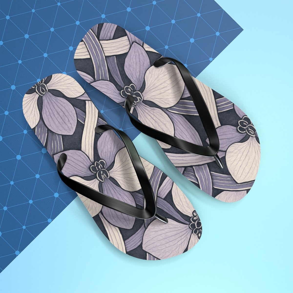 Orchid Ribbon Lattice trendy printed flip flops