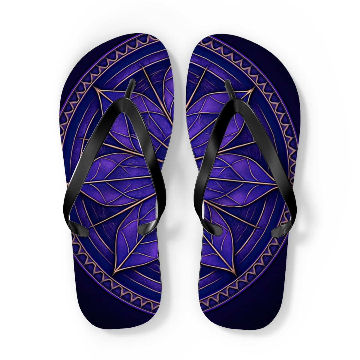 Prismatic Compass Bloom Mandala personalized beach flip flops