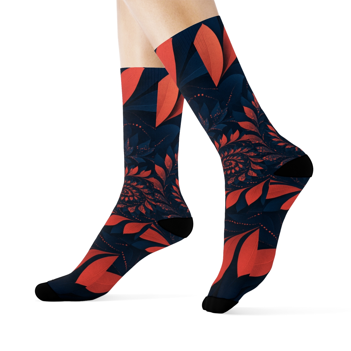 Fractal Bloom Spiral unique printed socks