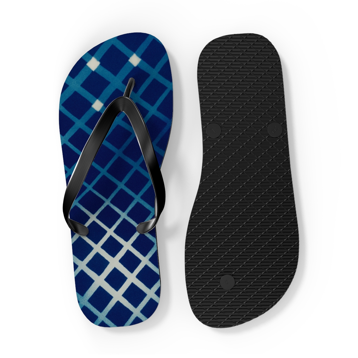 Moire Lattice Pulse Weave designer logo flip flops