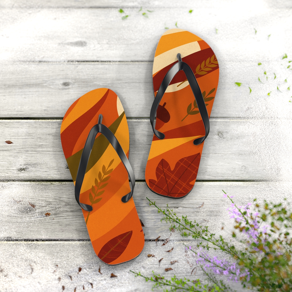 Harvest Moon Ribbon Parade designer logo flip flops