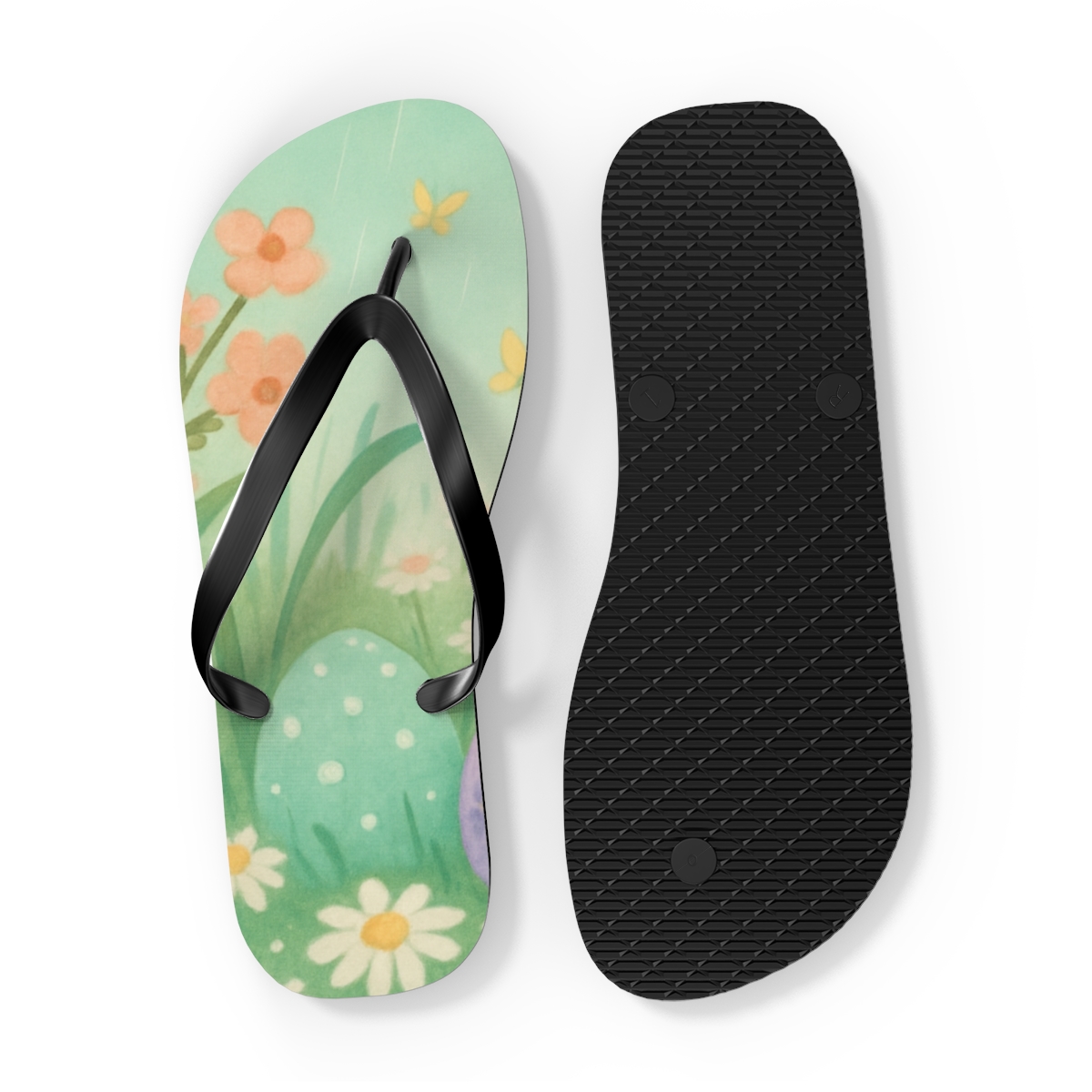 Spring Egg Hunt Meadow Ribbons soft sole flip flops