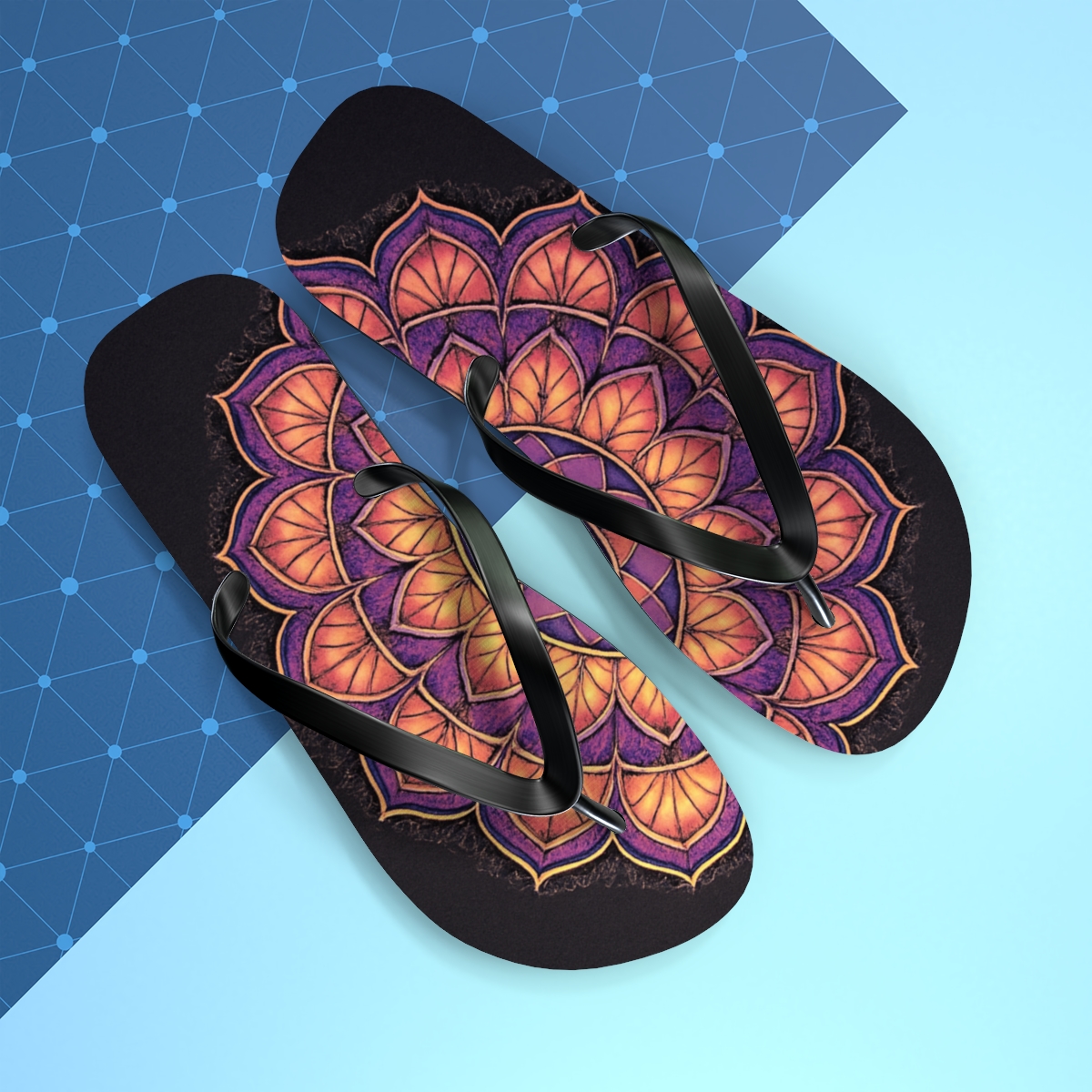 Prismatic Spiral Rosette Array colorful rubber flip flops