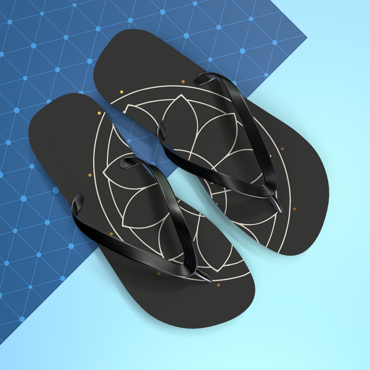 Minimal Orbit Petal Dial designer logo flip flops