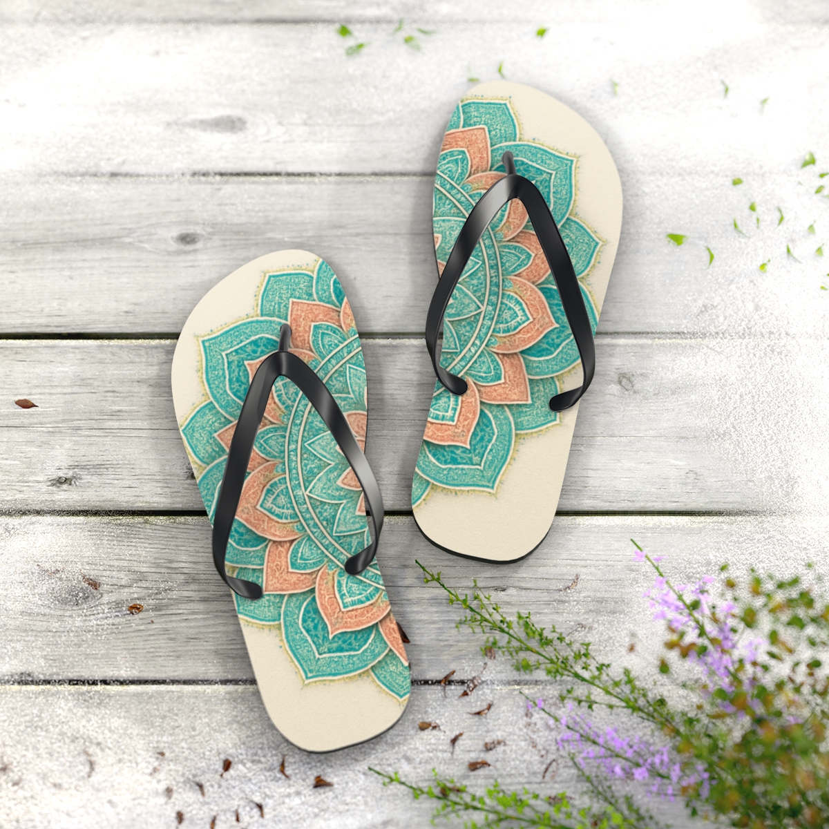 Meditative Petal Harmony Flip Flops