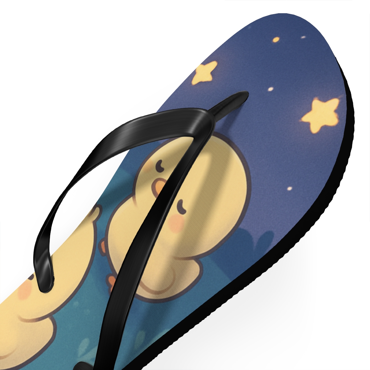 Starlit Puddle Ducklings unique graphic flip flops