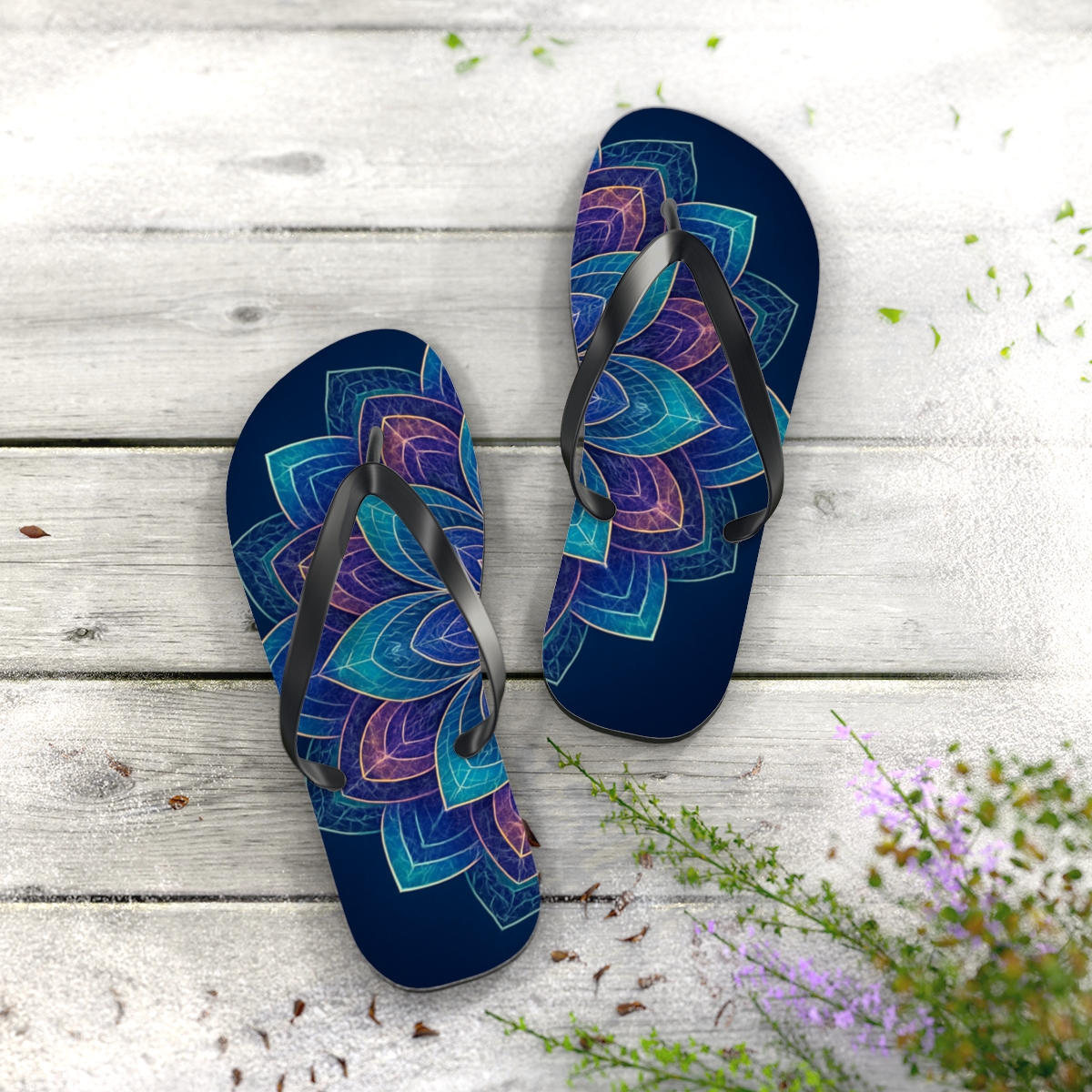 Aurora Prism Rosette unique graphic flip flops