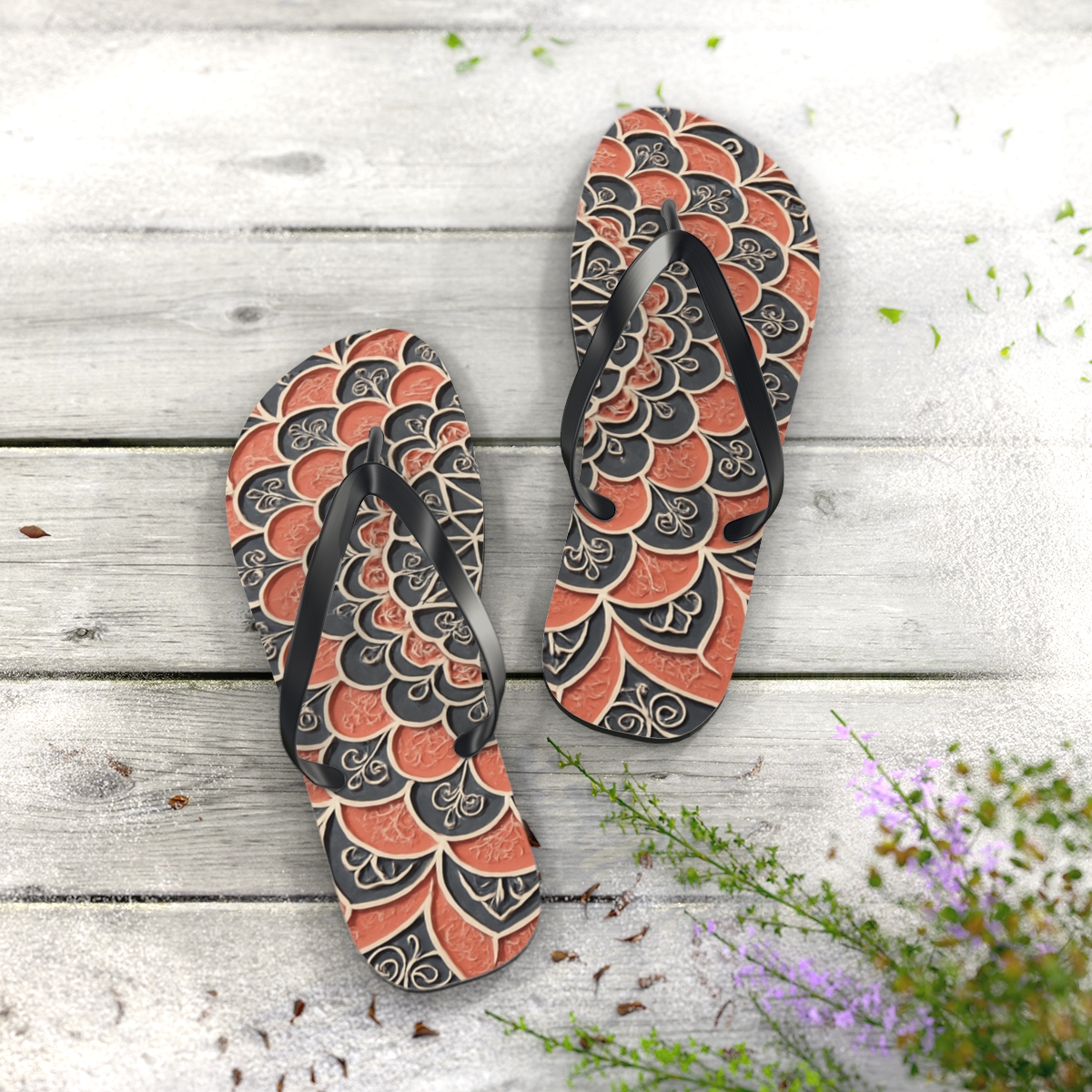 Coral Bloom Harmony Flip Flops