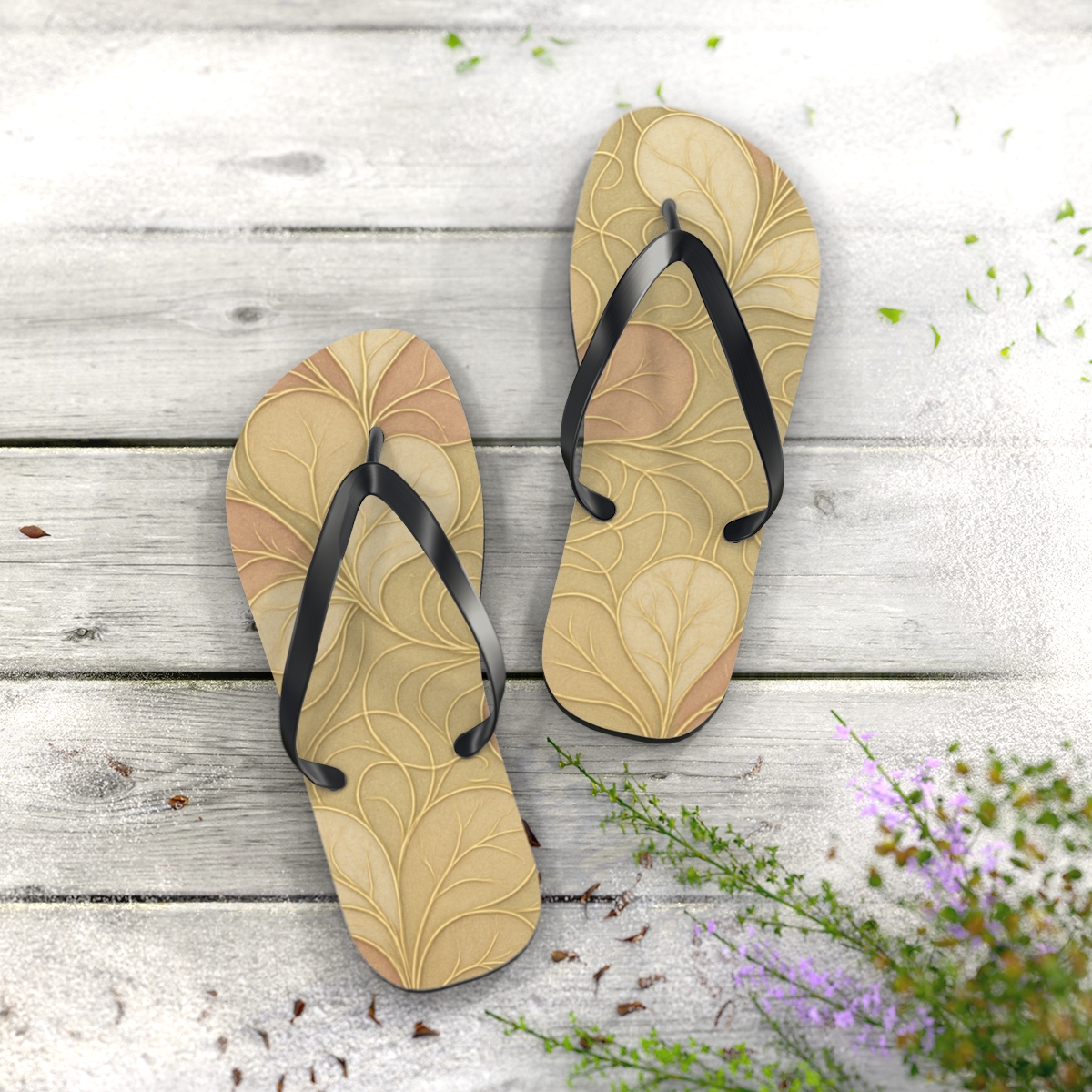 Camellia Vein Labyrinth comfortable casual flip flops