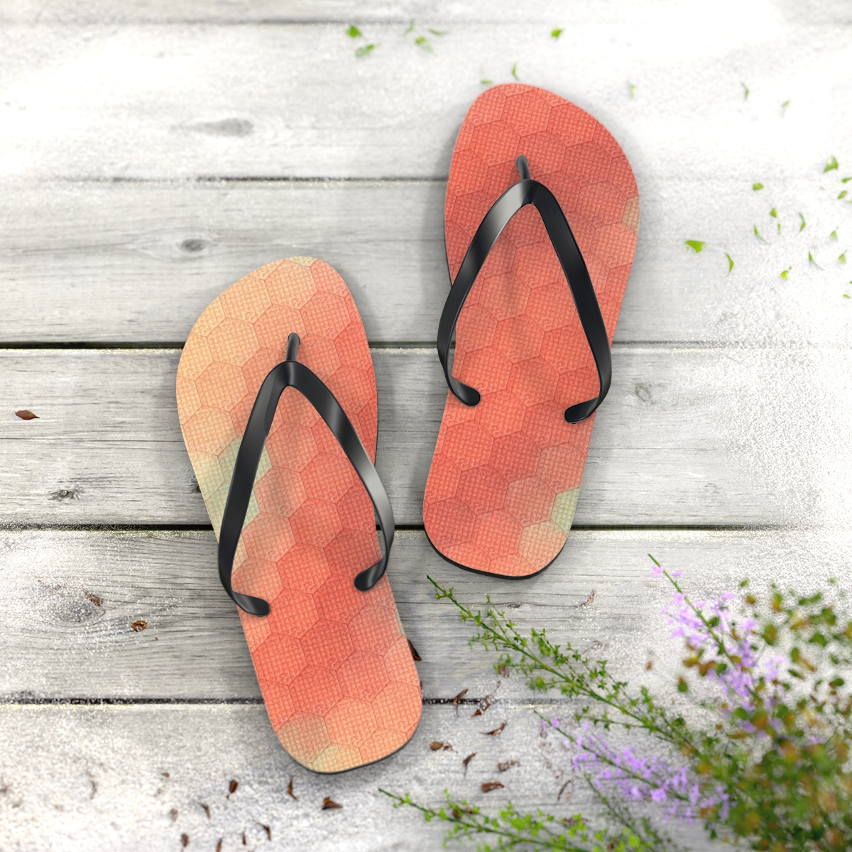 Hex Microcell Gradient Tiling trendy printed flip flops