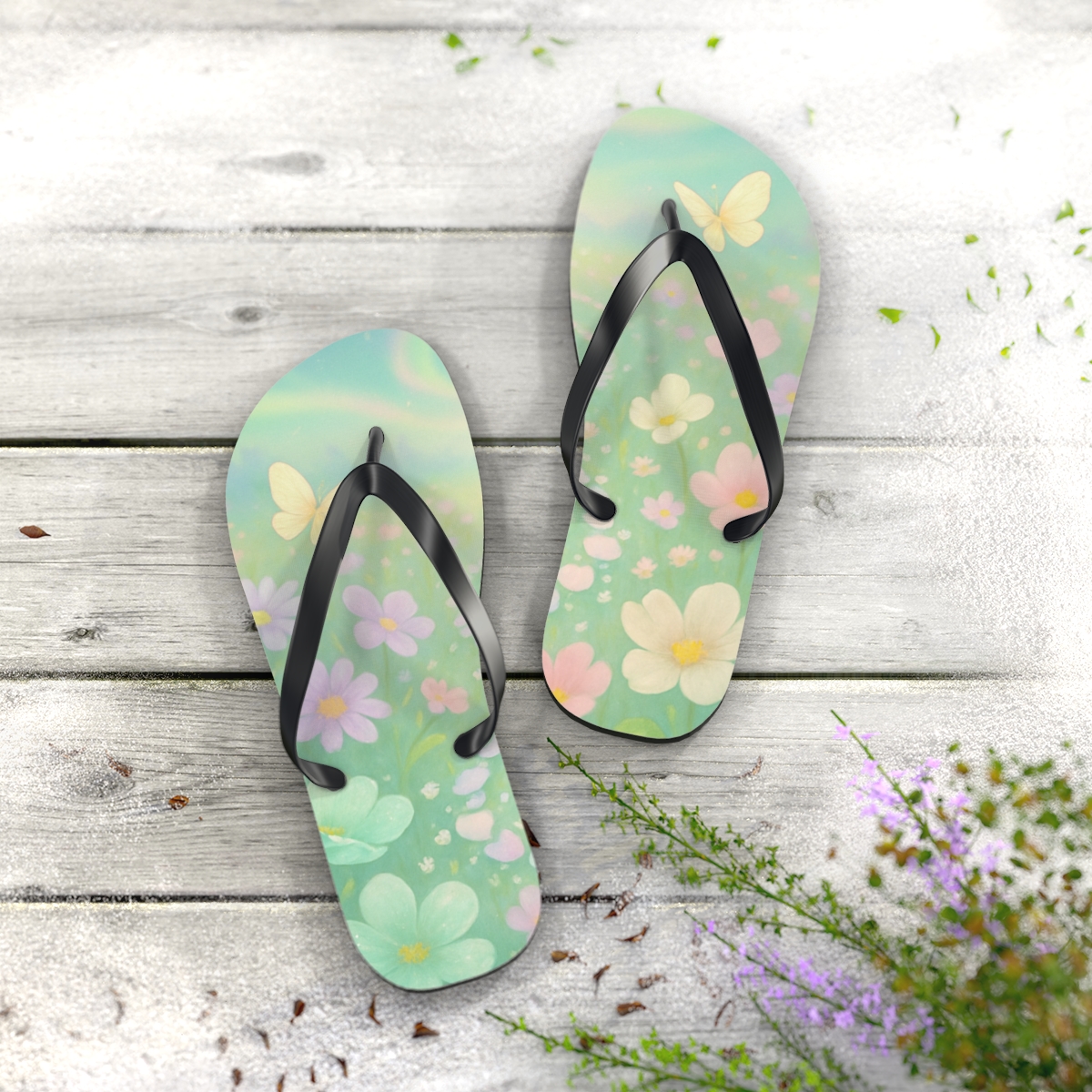 Spring Eggshell Aurora Garden soft sole flip flops