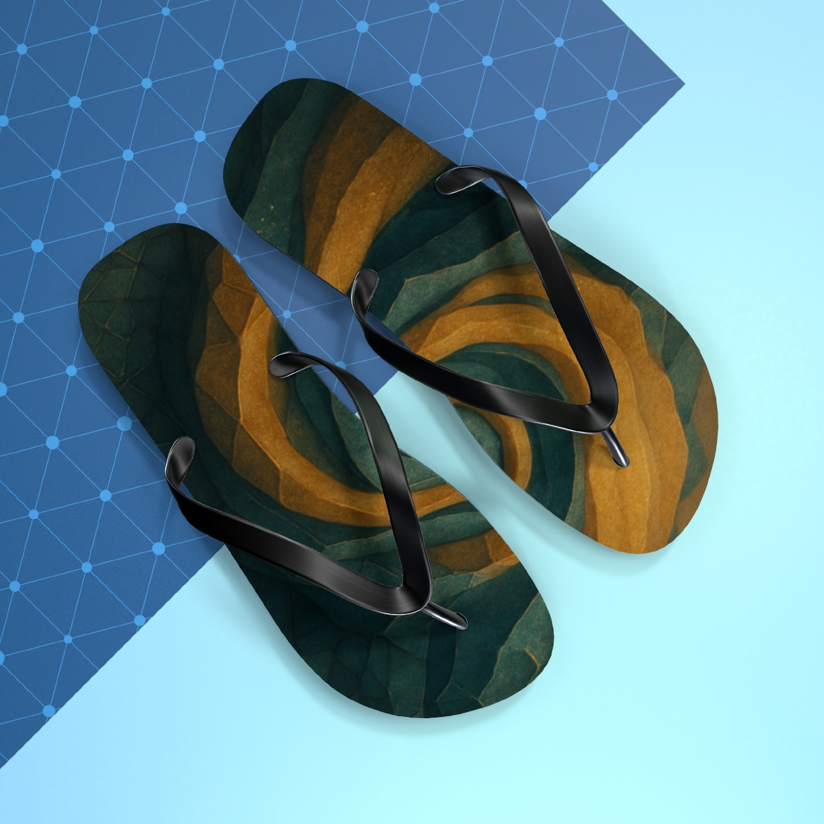 Golden Vein Harmony Flip Flops