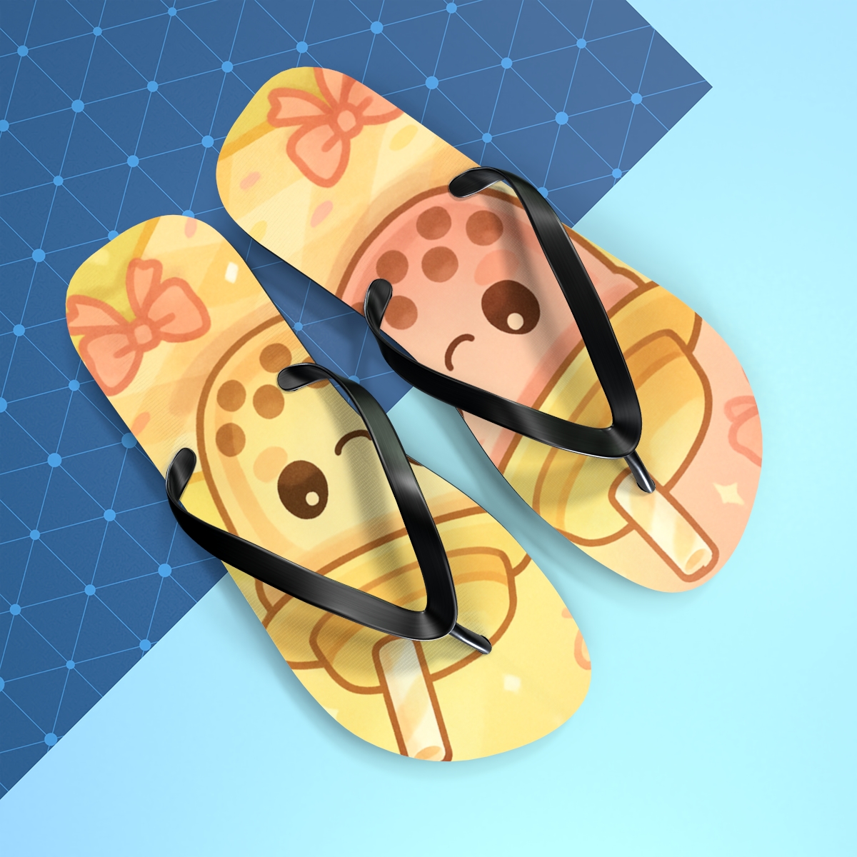 Bubble Tea Buddies stylish summer flip flops