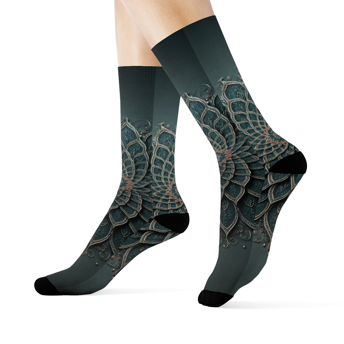 Iridescent Spiral Medallion warm winter socks