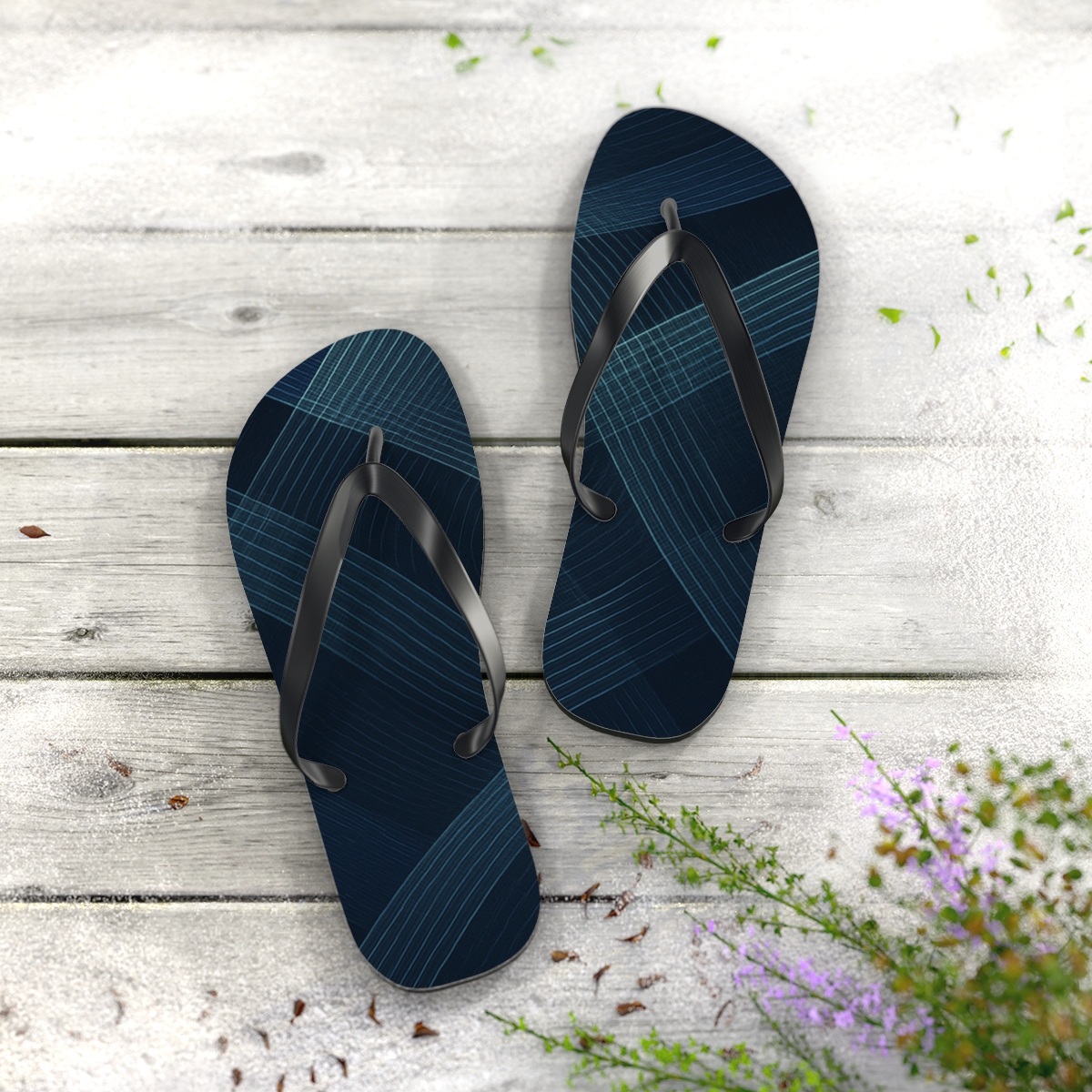 Moire Orbit Weave unique graphic flip flops