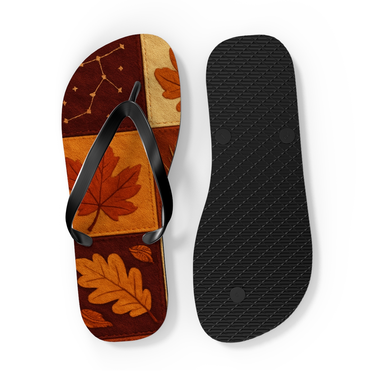 Autumn Equinox Harvest Constellation Quilt unique graphic flip flops