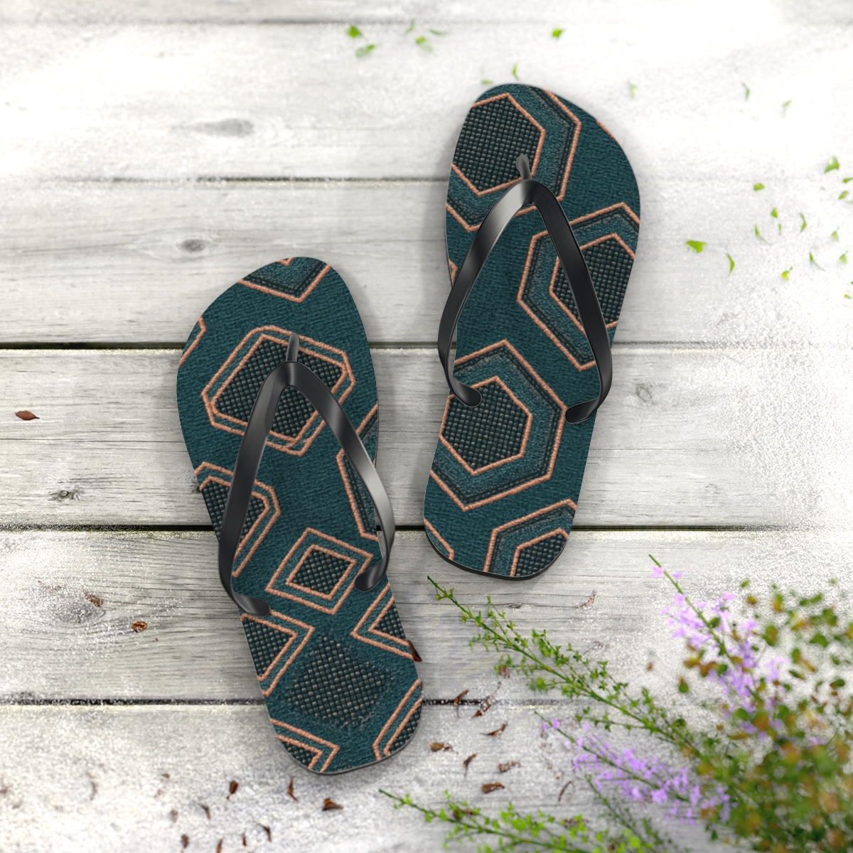 Hypnotic Wave Pattern Flip Flops