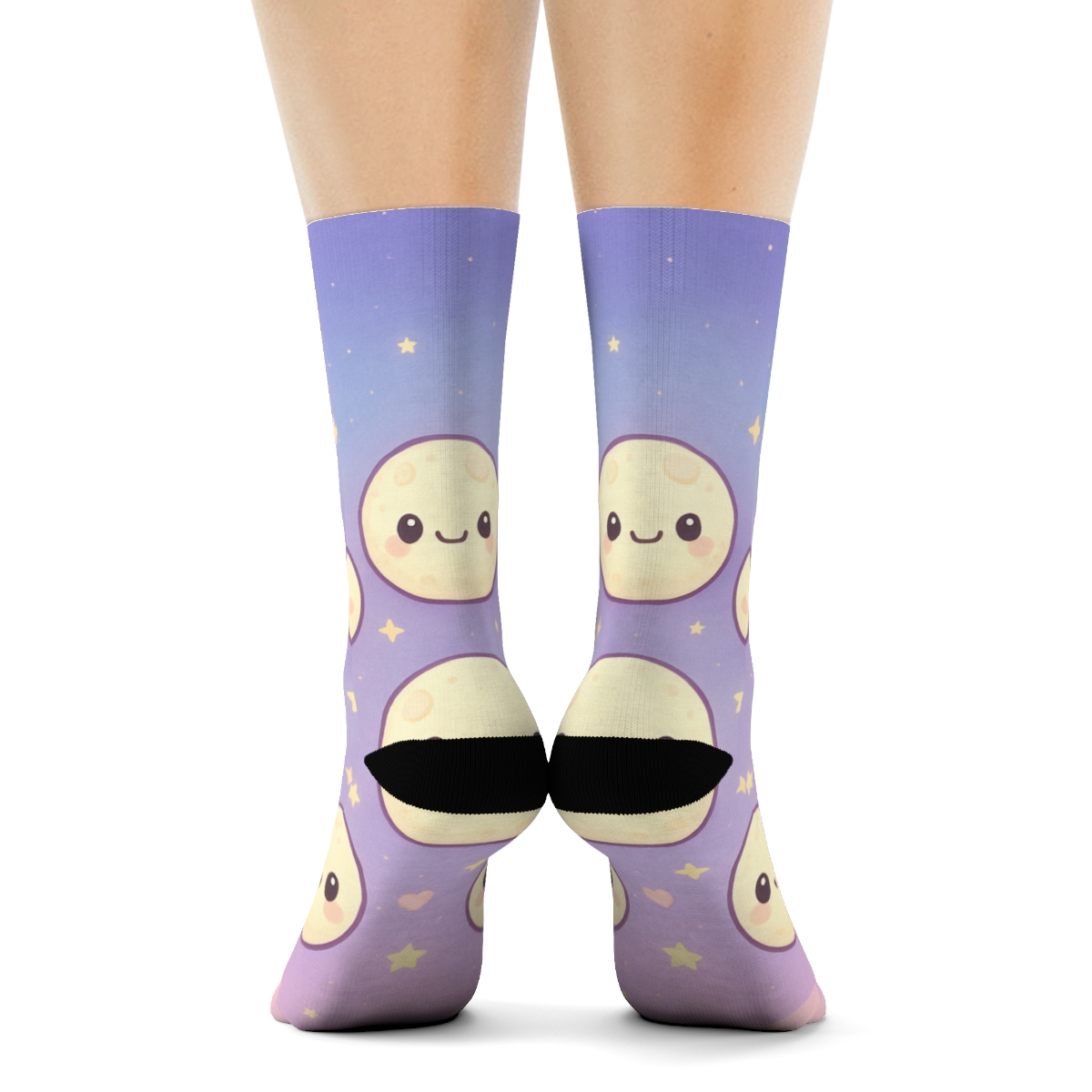 Cosmic Marshmallow Moon Pals unique printed sockscustom socks