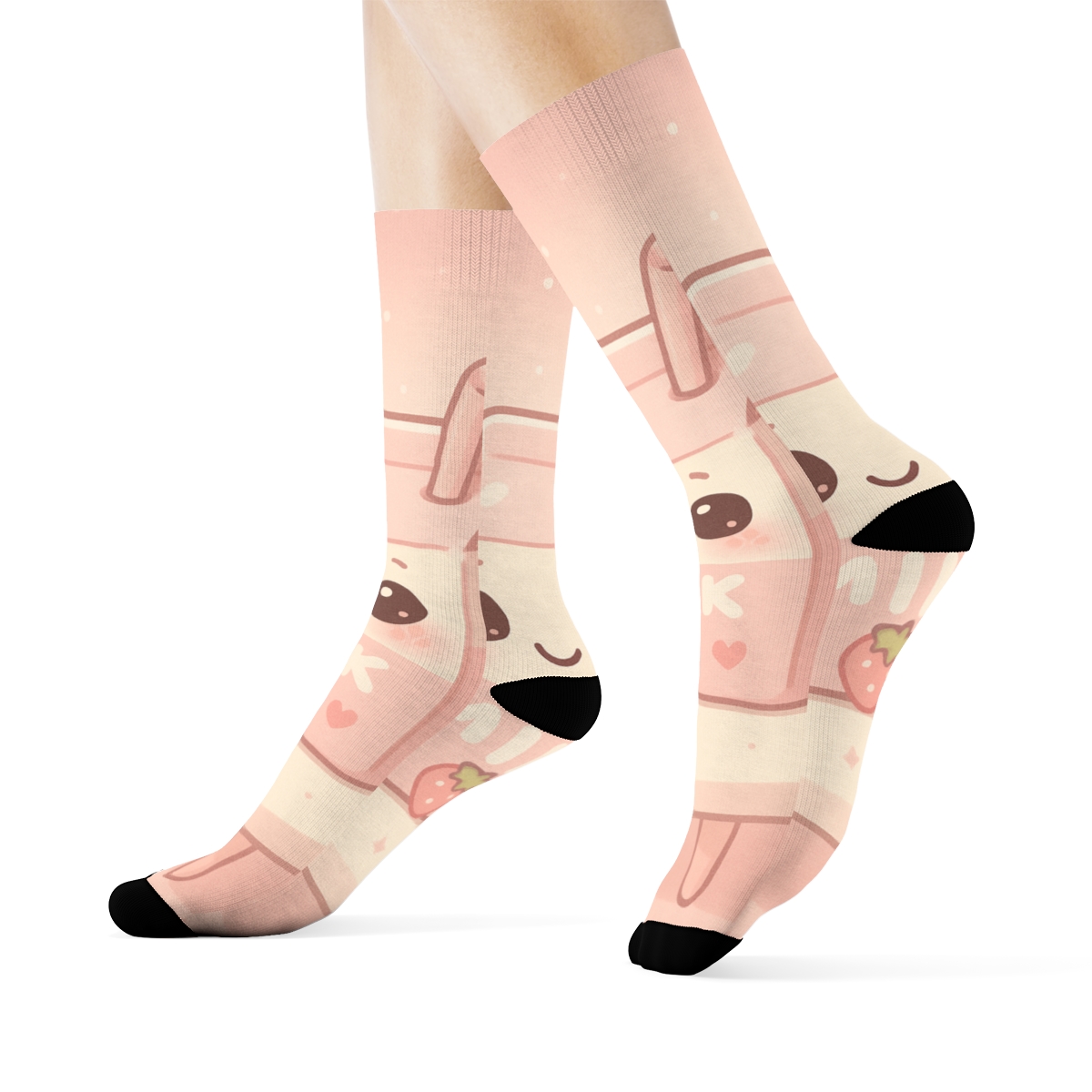 Sleepy Strawberry Milk Carton Buddy warm winter socks