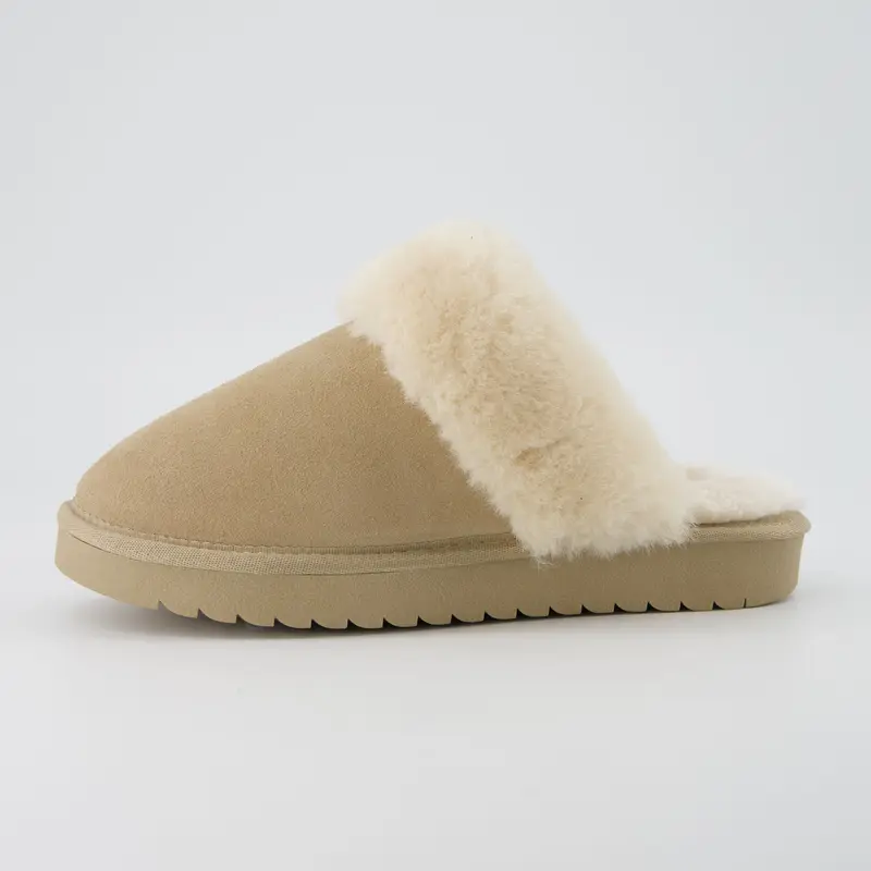 Hush Cozy Women's Suede Slippers - Genuine Leather Upper, Plush and Soft Faux Shearling Lining, Memory Foam Cushioned Footbed, Indoor Outdoor Comfort Slides for Women
