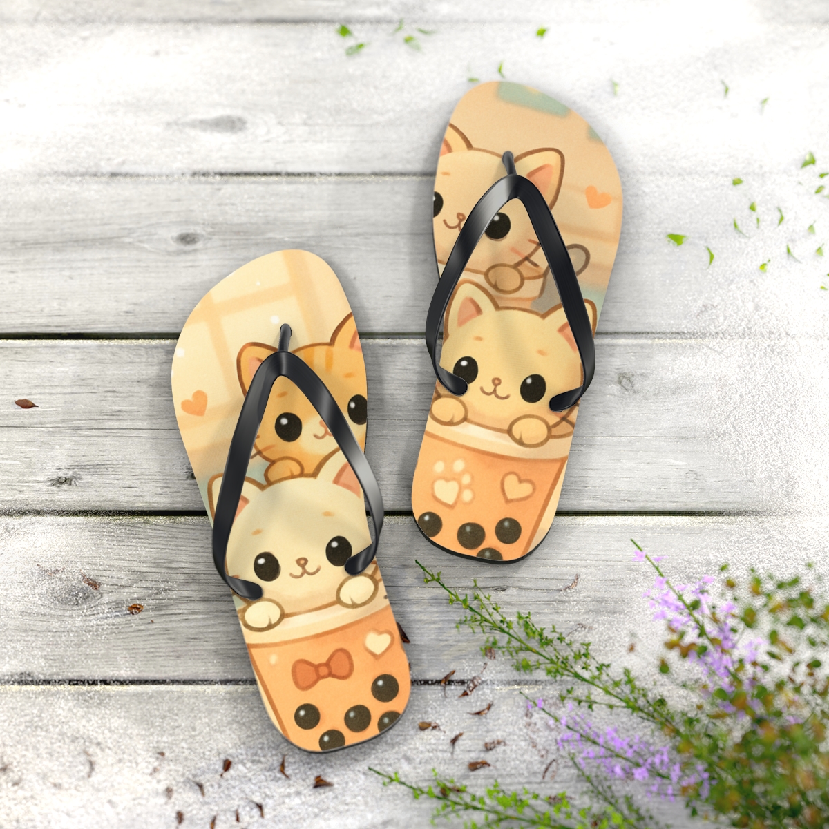 Bubbly Kittens Chill Vibe Flip Flops