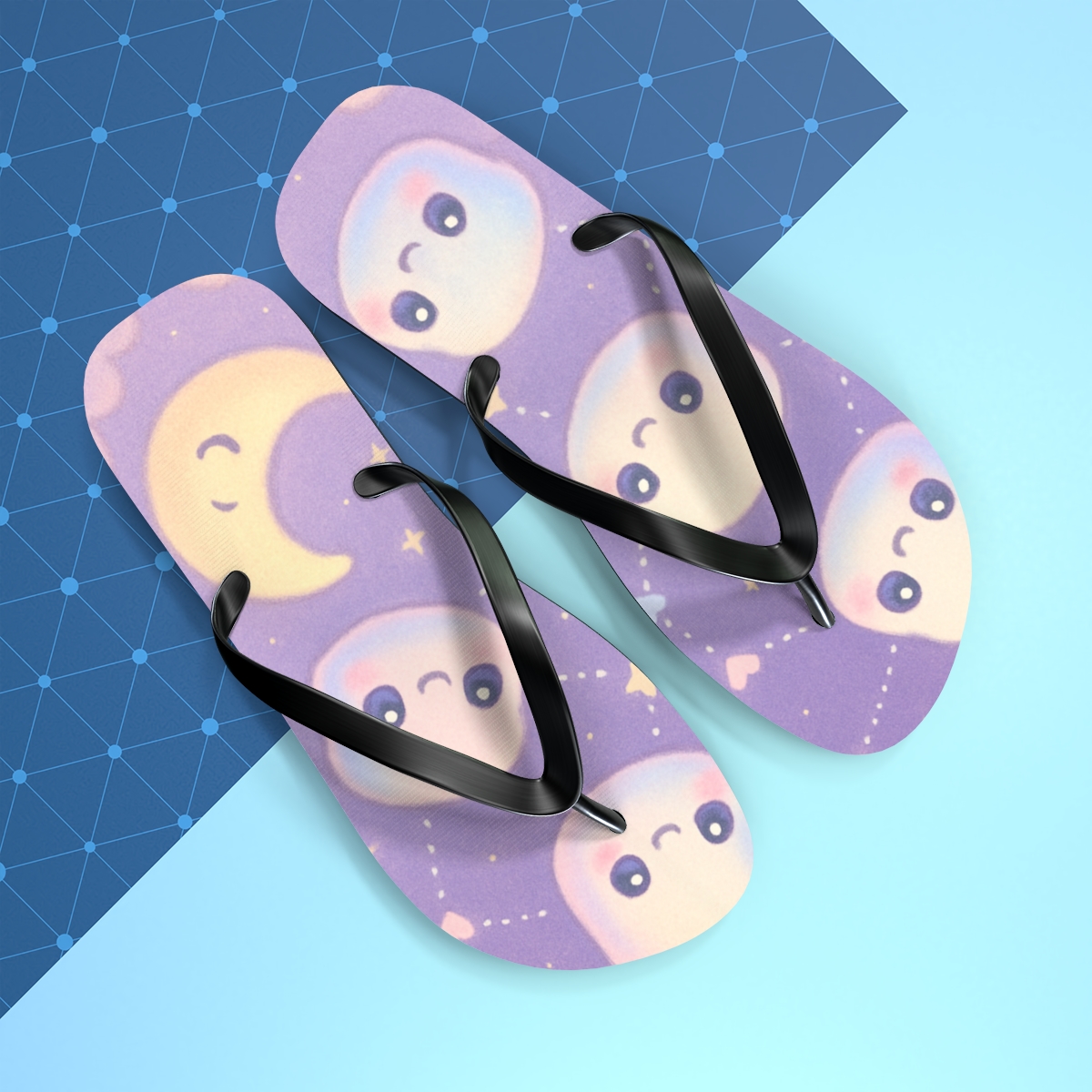Stargazer Marshmallow Constellations designer logo flip flops