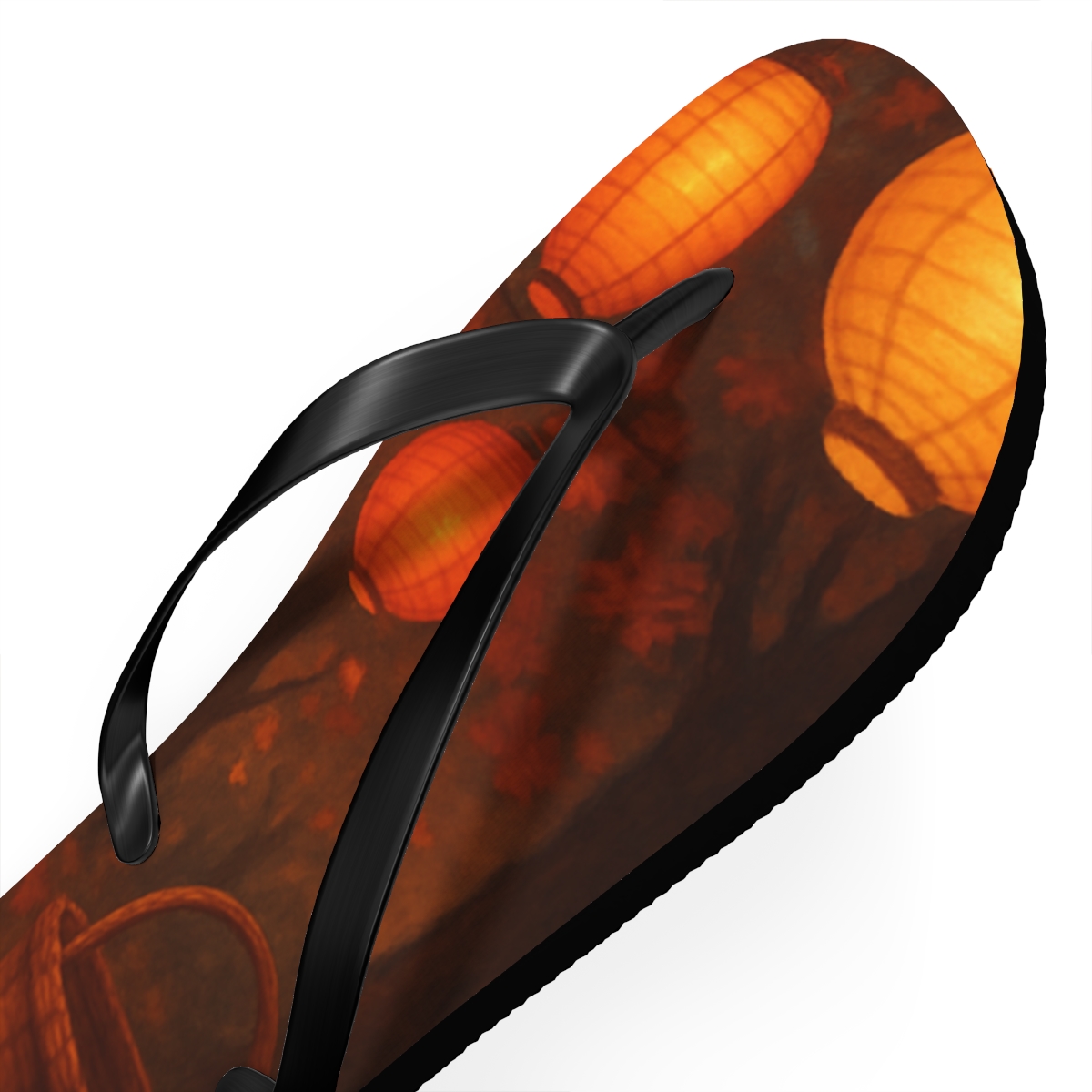 Autumn Lantern Harvest Glow personalized beach flip flops
