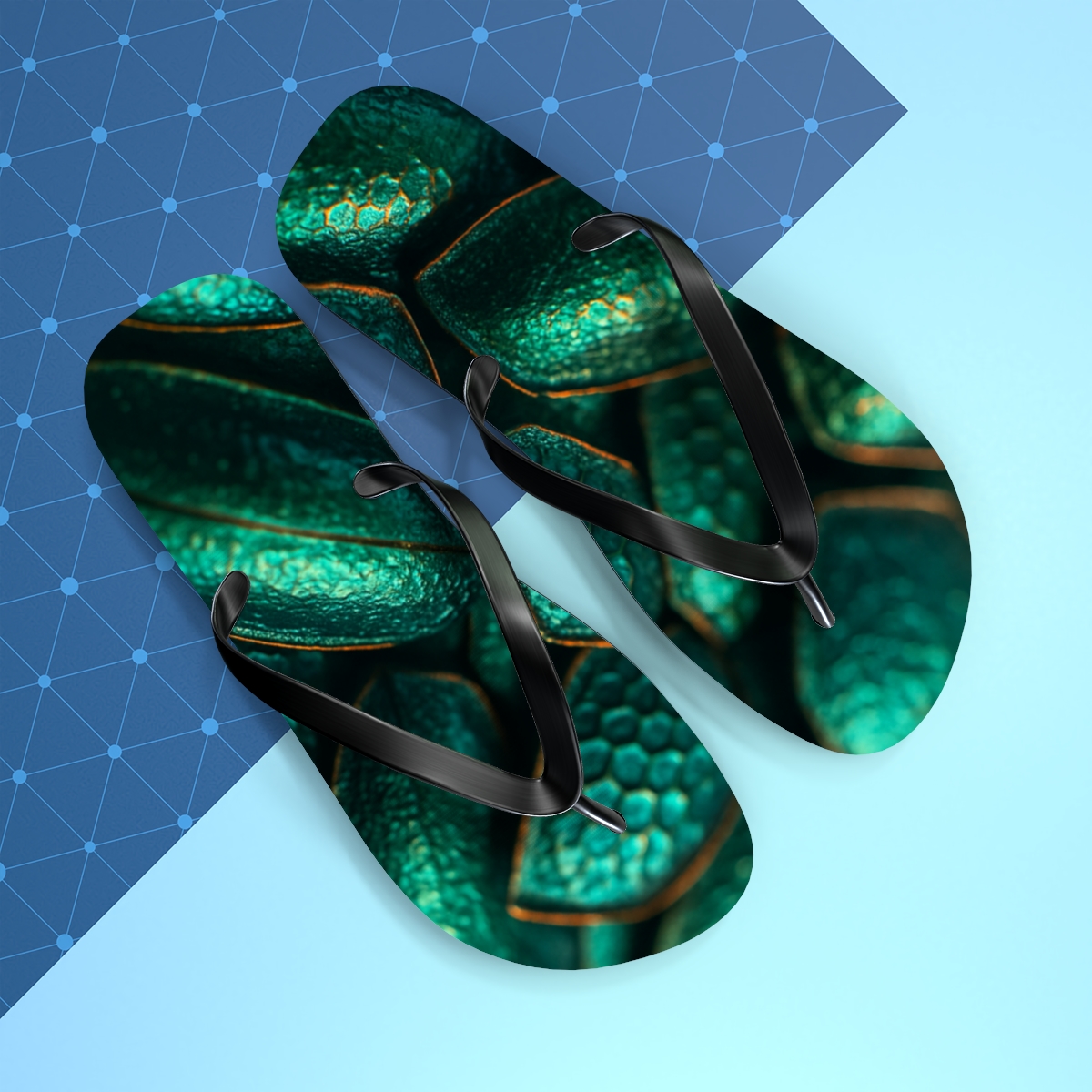 Iridescent Beetle Mosaic custom flip flops