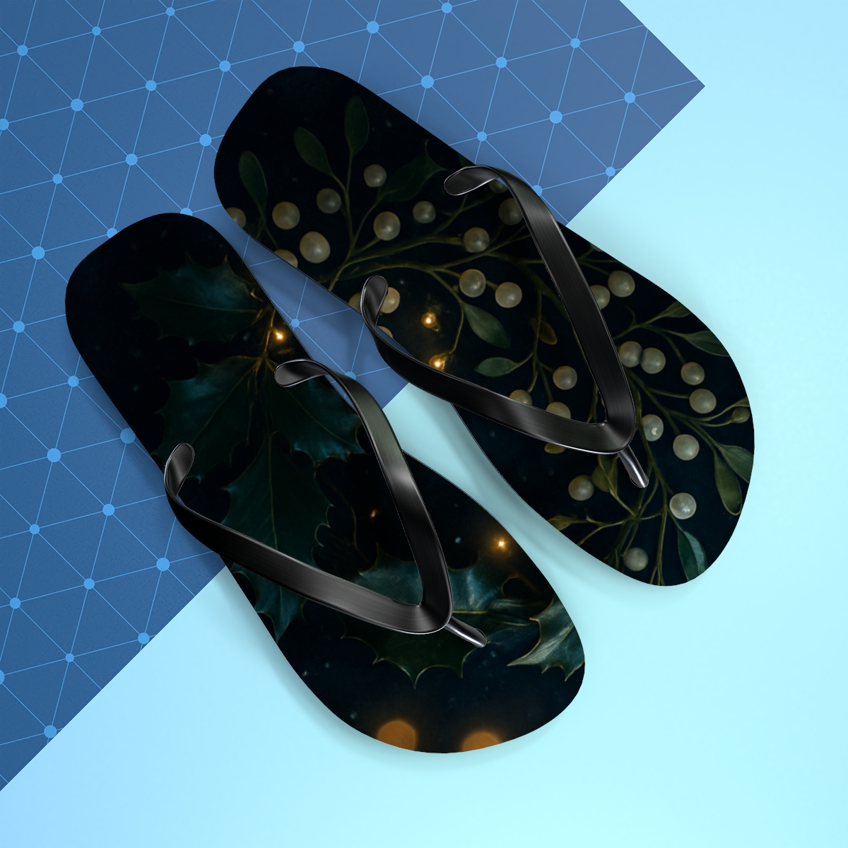 Mistletoe Velvet Night trendy printed flip flops