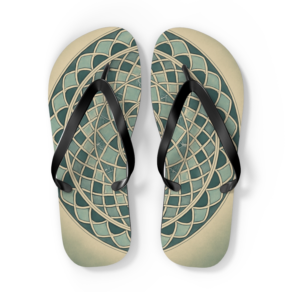 Radial Petal Lattice unique graphic flip flops