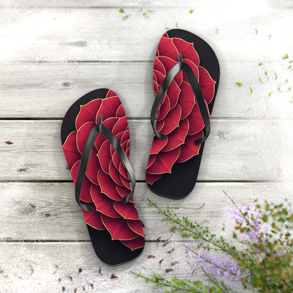 Orchid Pulse Rosette soft sole flip flops