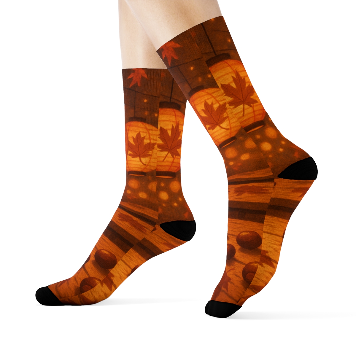 Autumn Lantern Mosaic custom socks