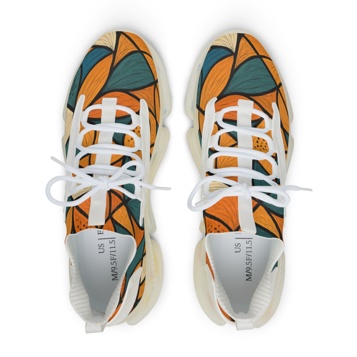 Marigold Fractal Weave personalized athletic sneakers