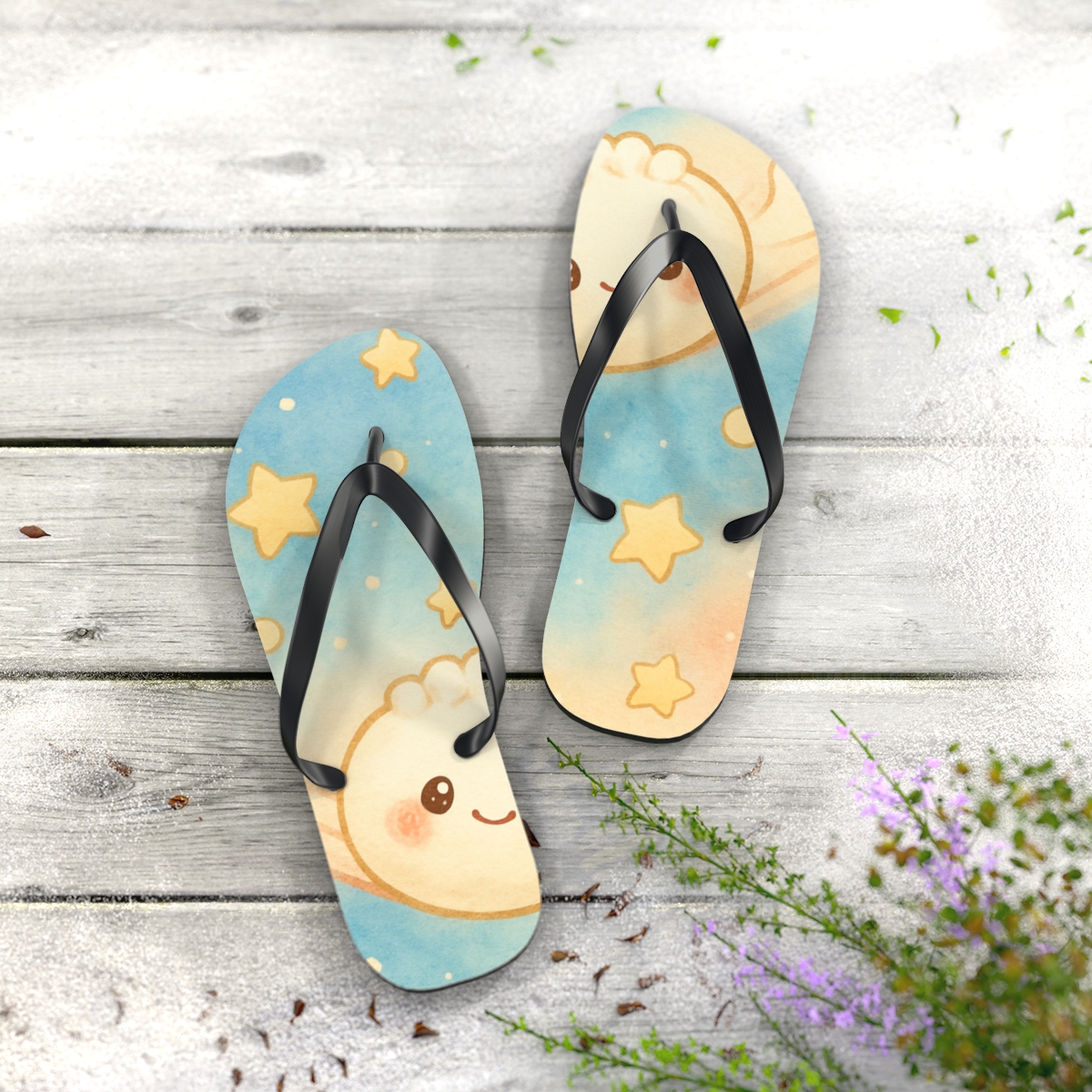 Cosmic Dumpling Comets comfortable casual flip flops