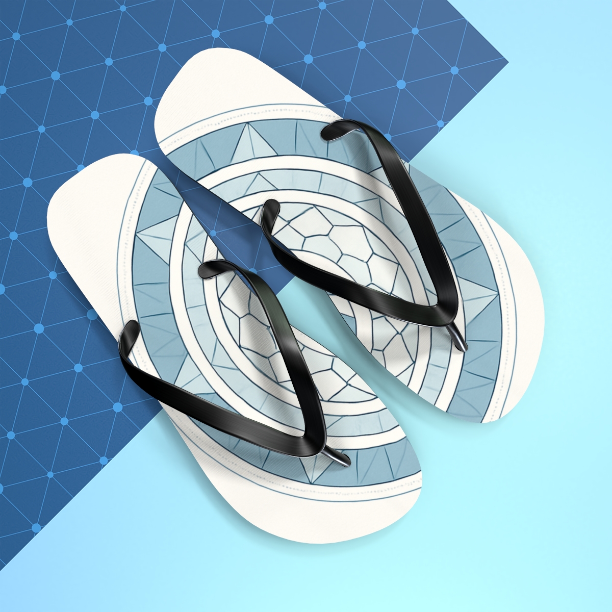 Polar Prism Lattice Mandala custom flip flops