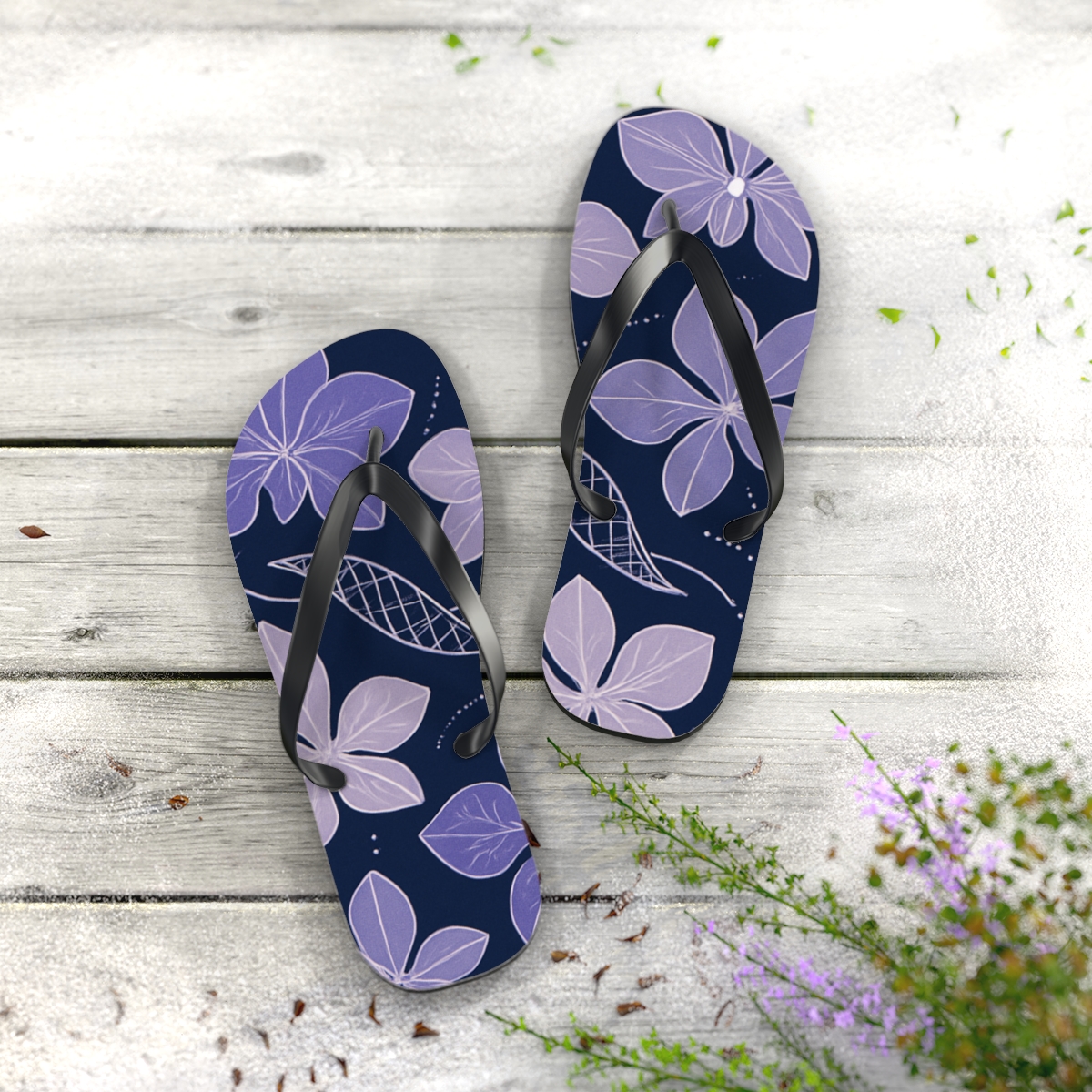 Orchid Helix Lattice designer logo flip flops