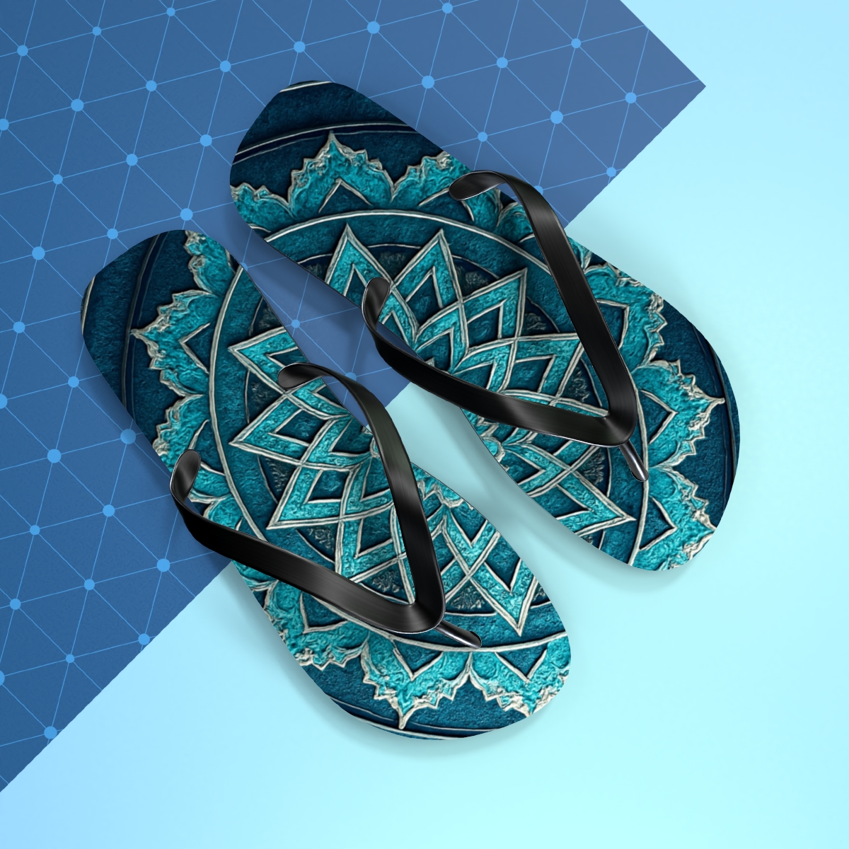 Luminous Mandala Wave Flip Flops