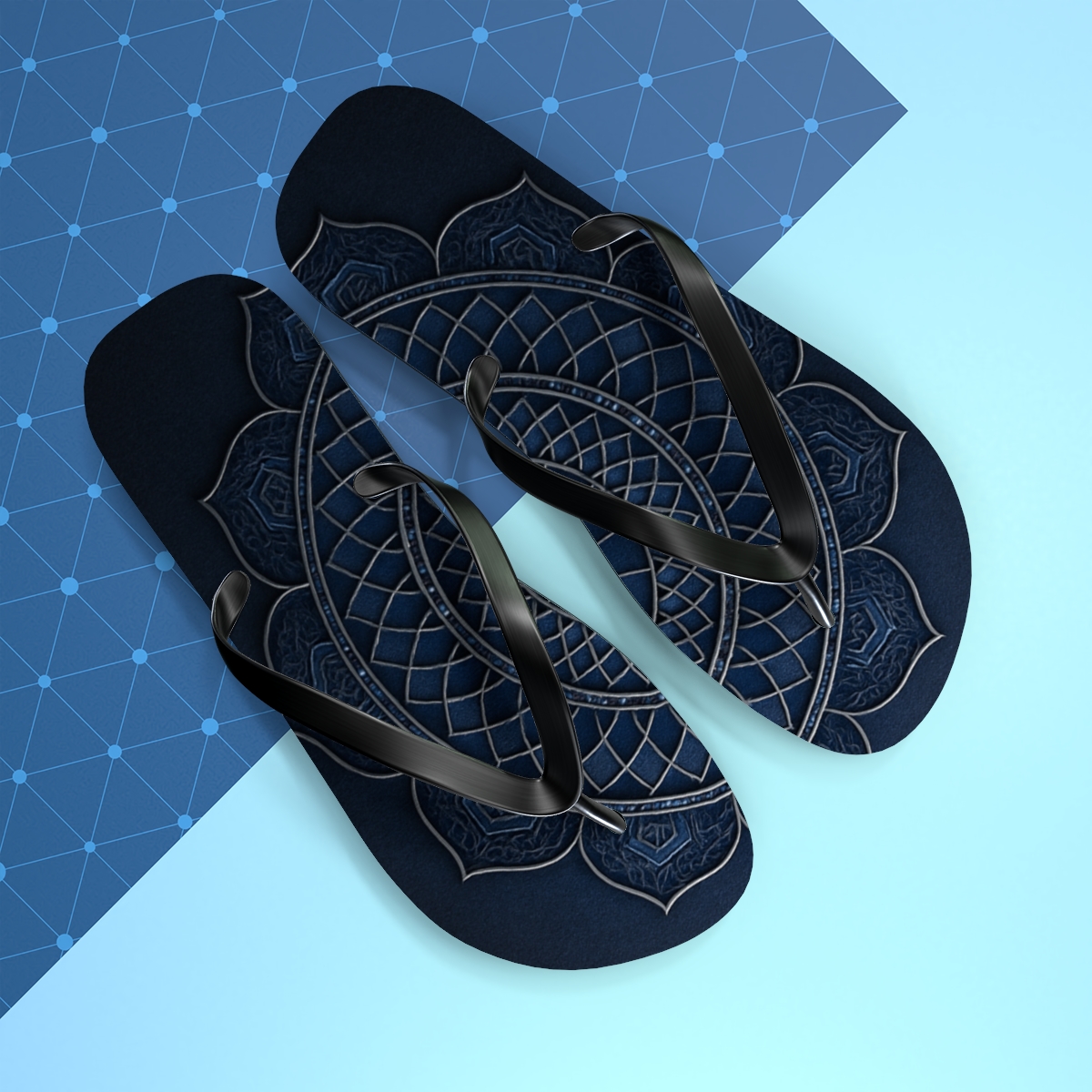 Velvet Indigo Lattice Halo colorful rubber flip flops