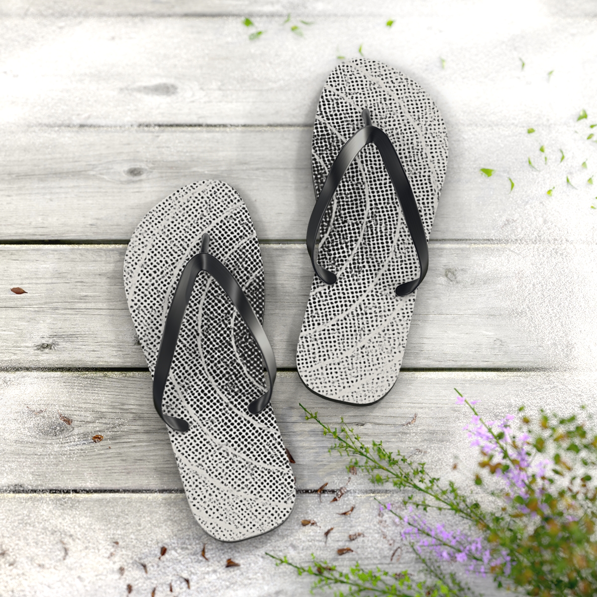 Microdot Orbit Halftone Drift trendy printed flip flops