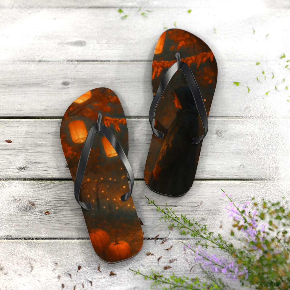 Autumn Lantern Cascade comfortable casual flip flops
