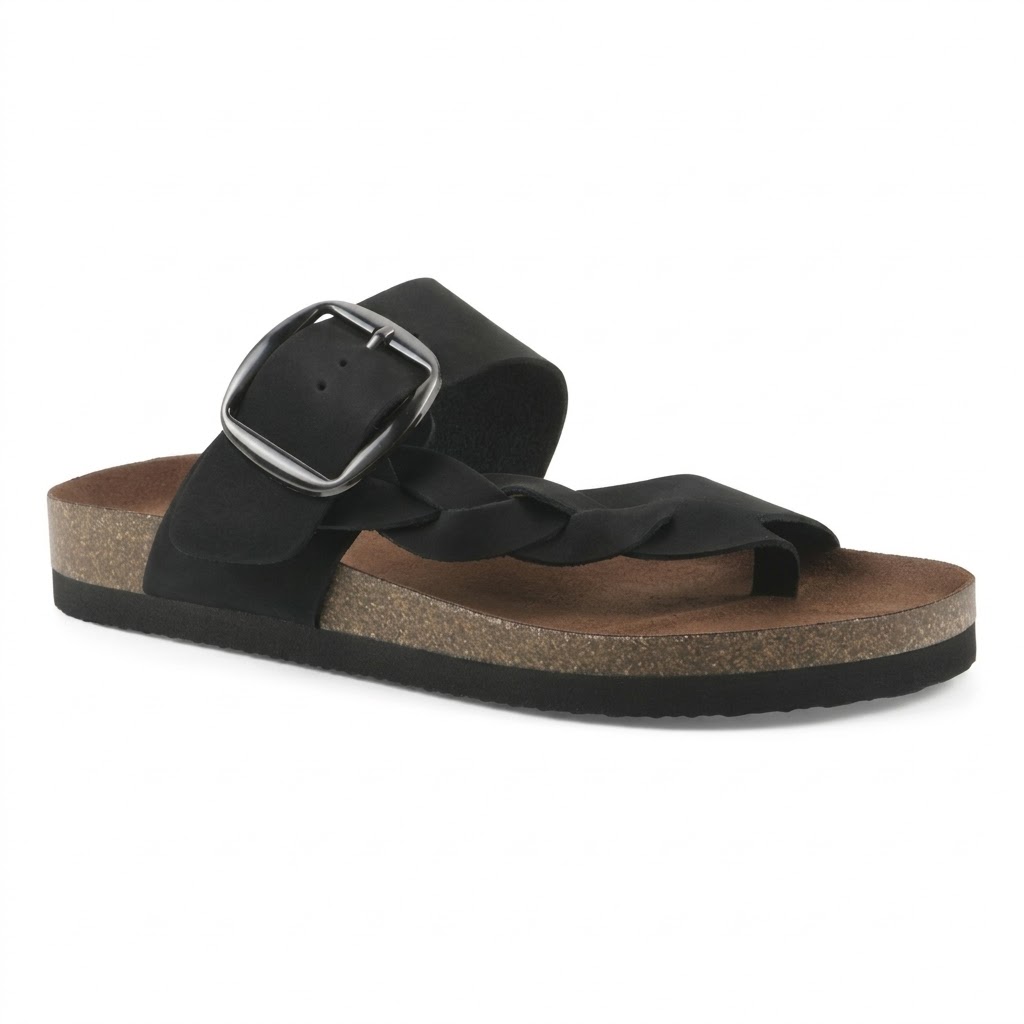 Braided Strap Casual Footbed Leather Sandals for Women