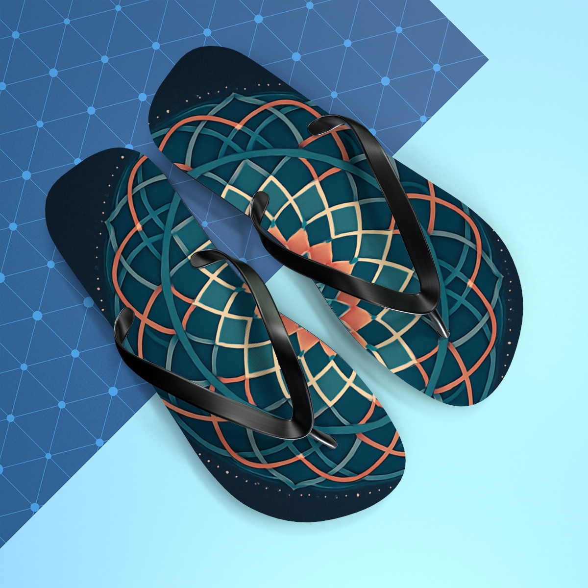Nebula Lattice Rosette personalized beach flip flops