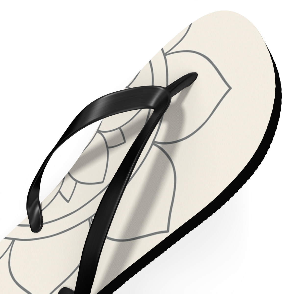 Graphite Petal Index Mandala designer logo flip flops